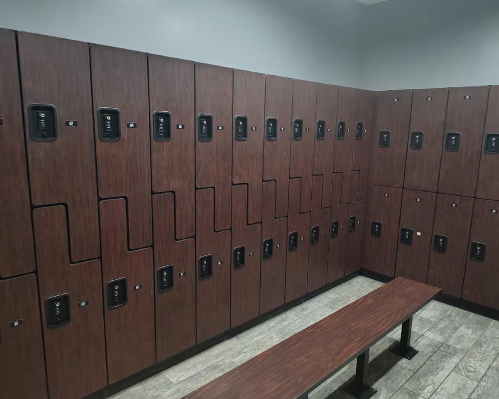 Lockers in our Houston gym next to the showers