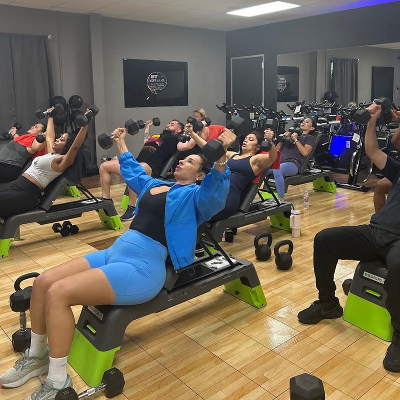 A group fitness class session in our Houston gym near the Galleria